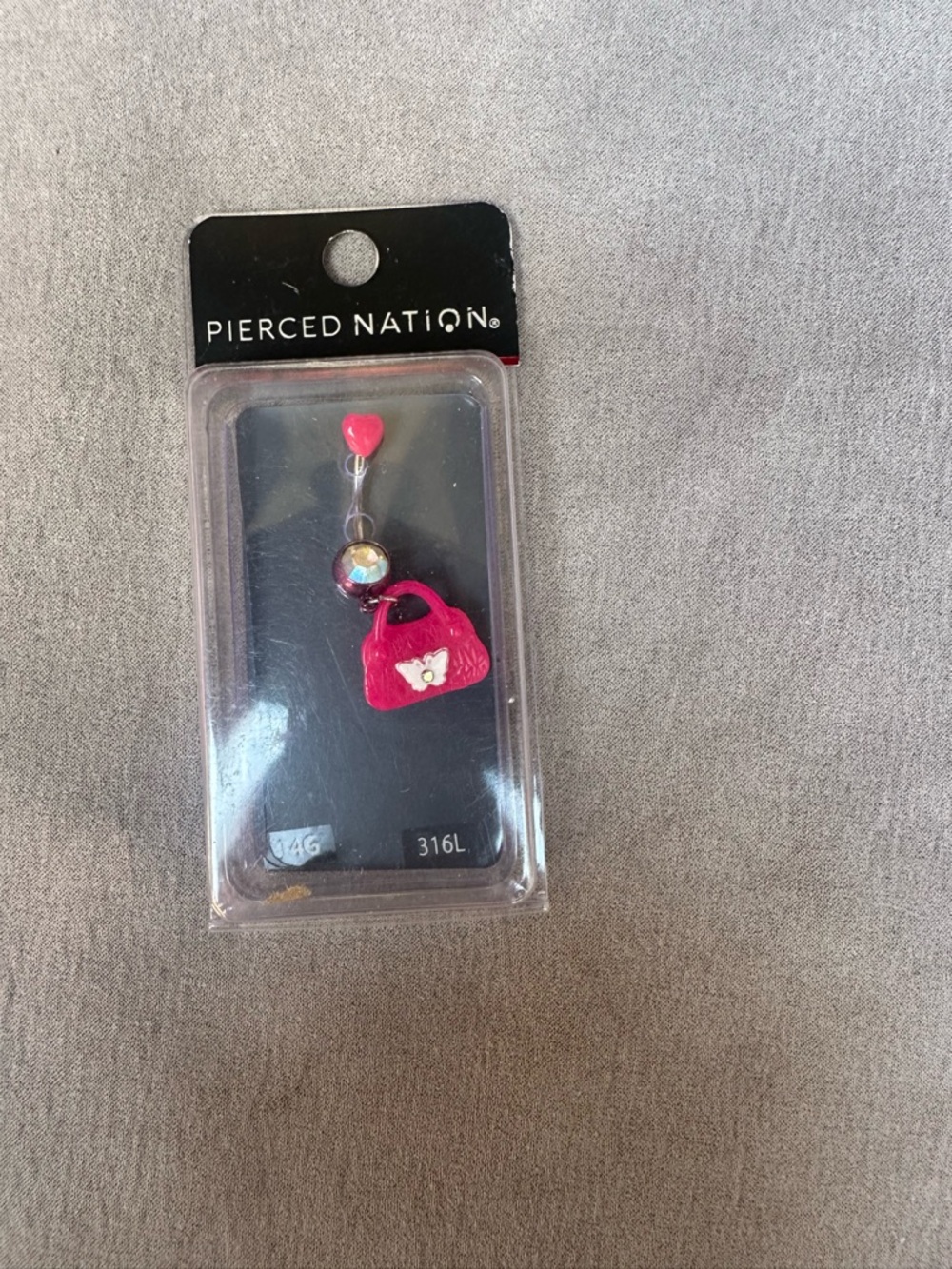 Pierced Nation Hot Pink Purse Dangle Belly Ring